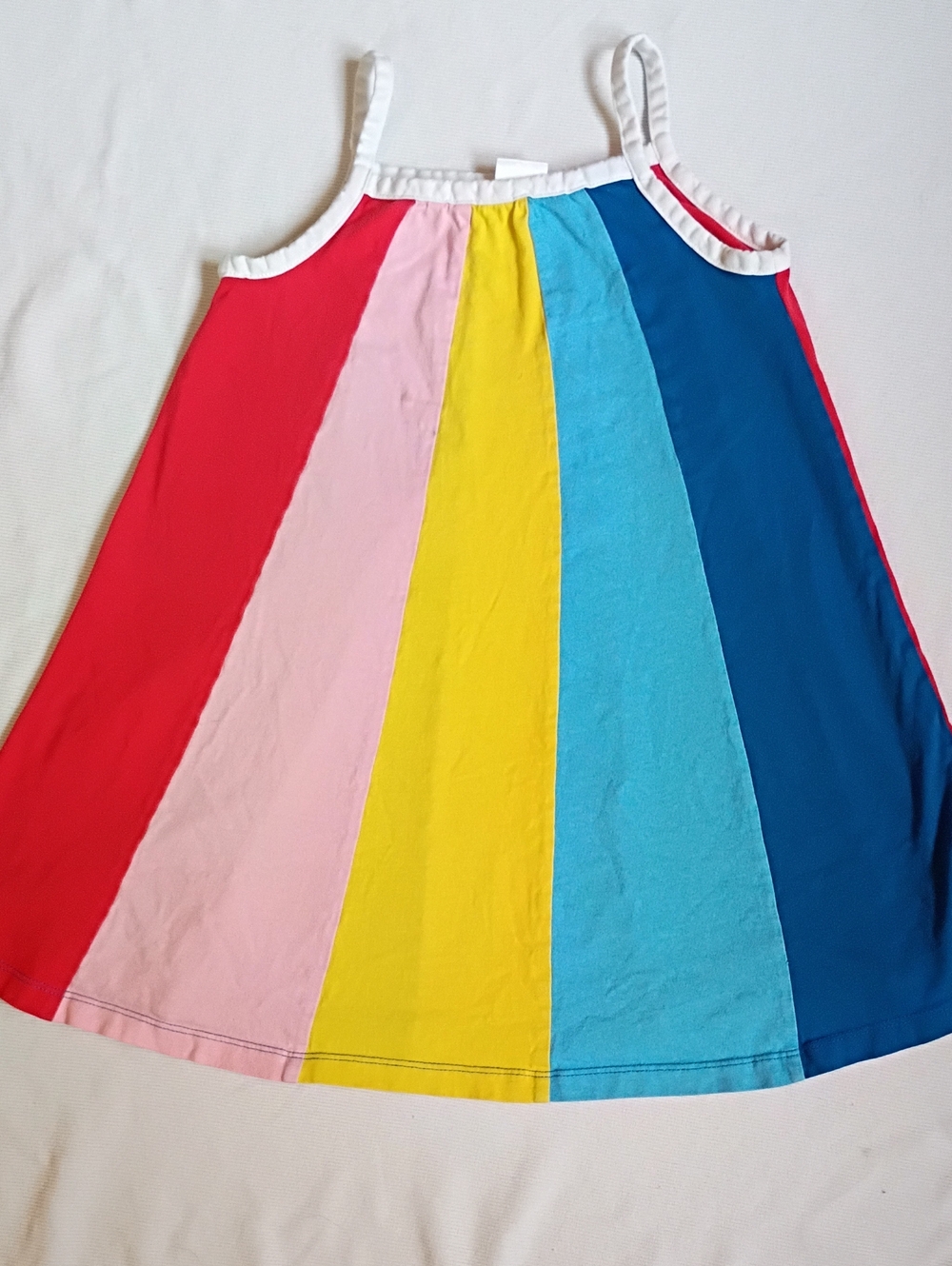 Hanna Andersson Rainbow Panel Sundress in Red, Pink, Yellow, Light Blue, Navy